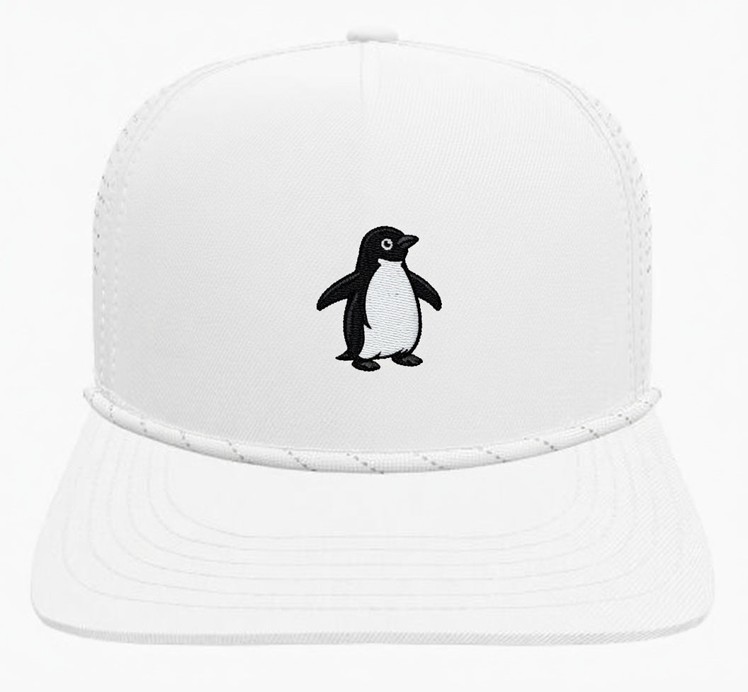 Embroidered Penguin Cap - White Lux